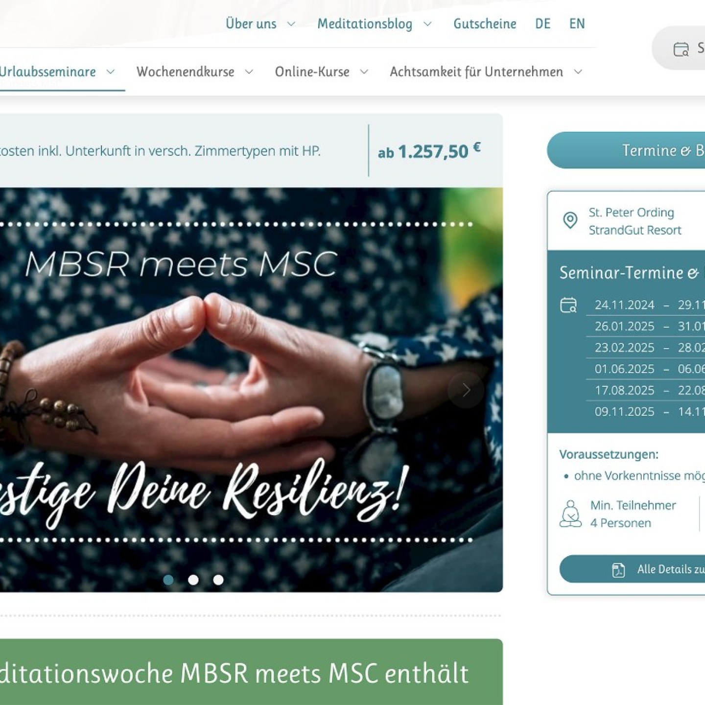 Kurs Übersichtsseite